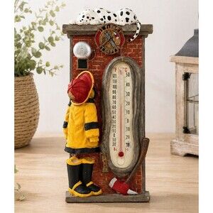 Vintage Spoontiques Firefighter Wall Thermometer Firehouse Decor  8.5" x 3"